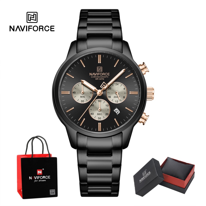 Watch Display Box - NAVIFORCE 남성용 쿼츠 크로노그래프 시계 방수