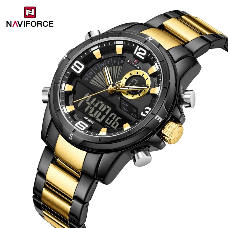 Watch Display Box - NAVIFORCE 남성용 듀얼 디스플레이 시계 3ATM