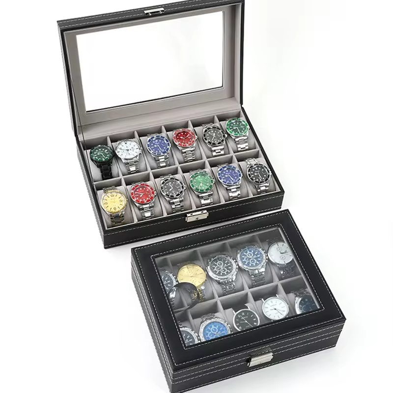 PU 가죽 보석 및 시계 정리함, 유리 뚜껑 포함, 남 - Jewelry Box That Holds Watches 리뷰 및 가격