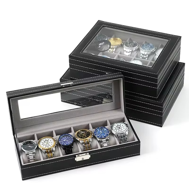 PU 가죽 보석 및 시계 정리함, 유리 뚜껑 포함, 남 - Jewelry Box That Holds Watches 리뷰 및 가격