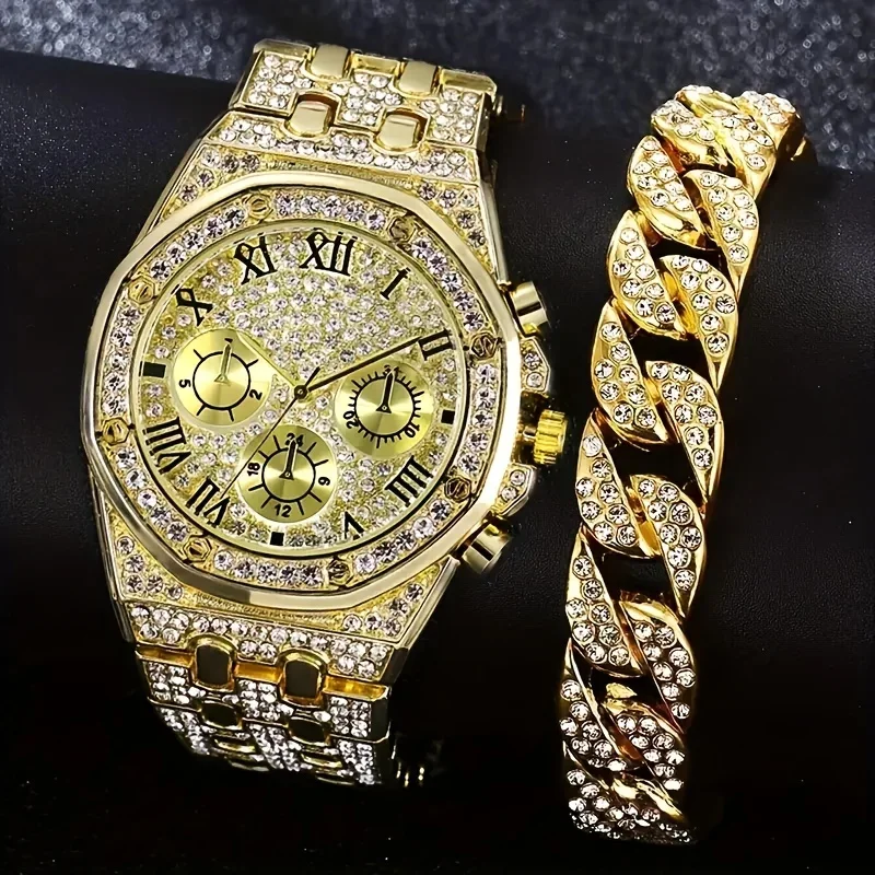 럭셔리 팔각형 베젤 아이스 쿼츠 시계 멀티팩 로마 숫자 - Icebox Jewelry Watches 리뷰 및 가격