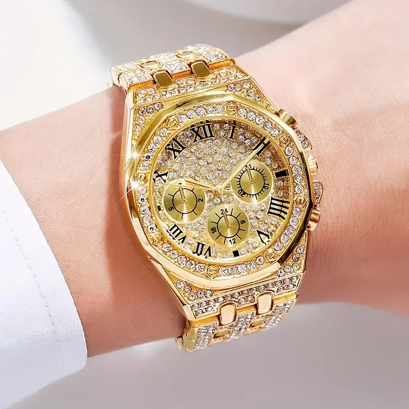 럭셔리 팔각형 베젤 아이스 쿼츠 시계 멀티팩 로마 숫자 - Icebox Jewelry Watches 리뷰 및 가격