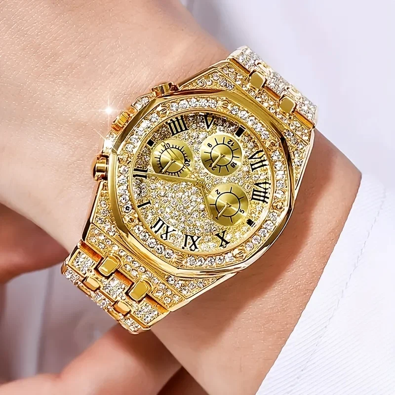 럭셔리 팔각형 베젤 아이스 쿼츠 시계 멀티팩 로마 숫자 - Icebox Jewelry Watches 리뷰 및 가격