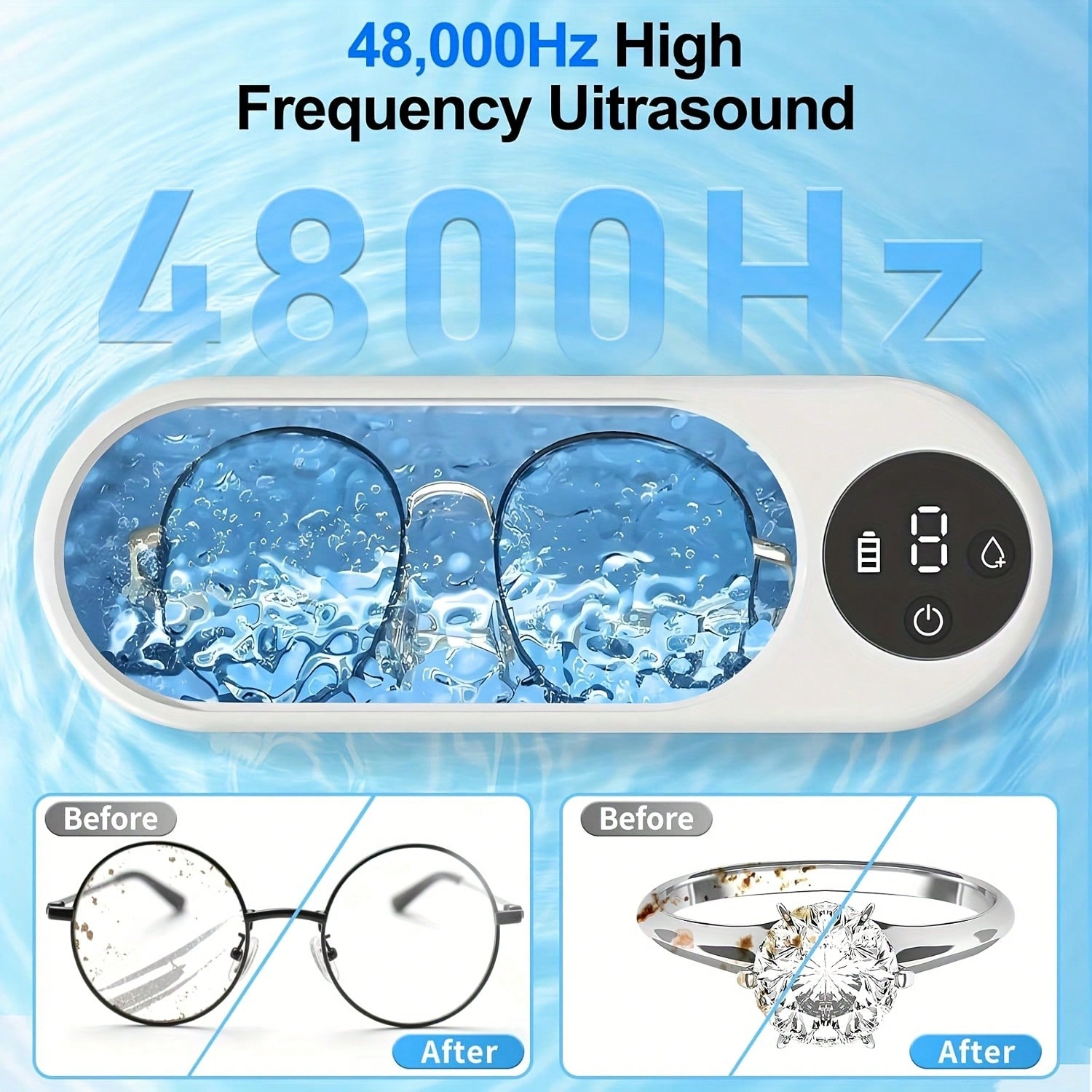 휴대용 초음파 세척기, USB 충전식 고주파 진동 세척 - Jewelry Essentials Watches 리뷰 및 가격