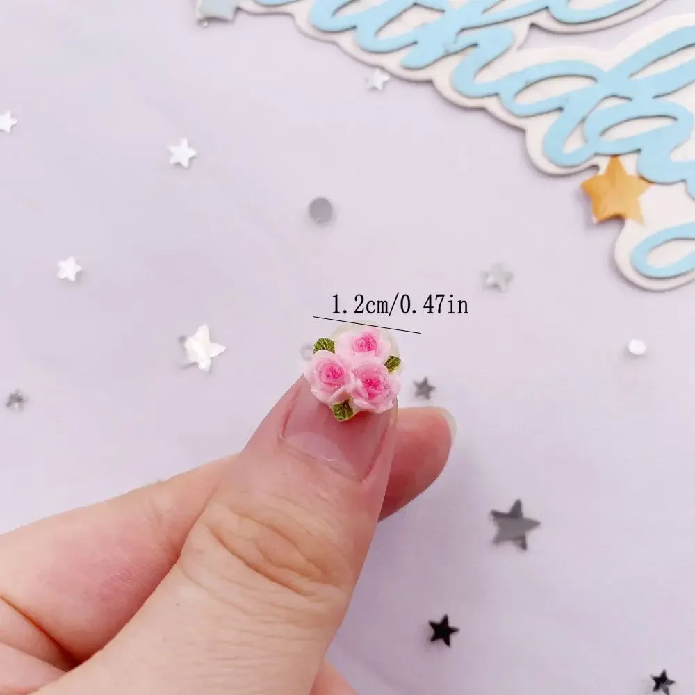 송진 미니 다채로운 세 잎 장미 플랫 백 플라워 피규어 - Paradise Jewelry & Watches Llc 리뷰 및 가격