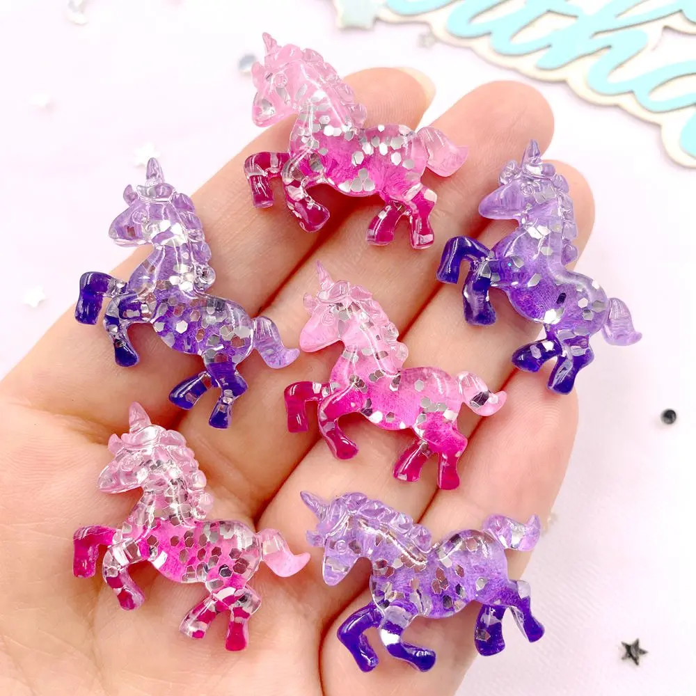 6PCS 다채로운 수지 반짝이 3D 유니콘 말 플랫 백 - Paradise Jewelry & Watches Llc 리뷰 및 가격