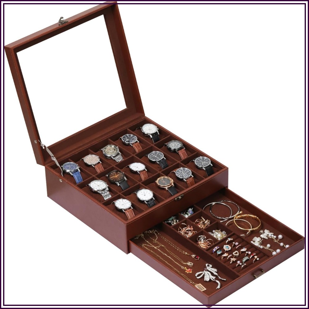 잠금장치가 있는 2단 시계 보관함, 시계 15개 + 보 - Jewelry Box That Holds Watches 리뷰 및 가격