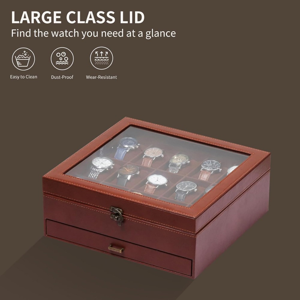잠금장치가 있는 2단 시계 보관함, 시계 15개 + 보 - Jewelry Box That Holds Watches 리뷰 및 가격