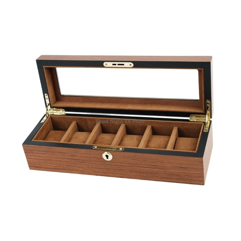 명확한 뚜껑과 플러시 내부가 있는 세련된 목재 시계 보 - Jewelry Box That Holds Watches 리뷰 및 가격