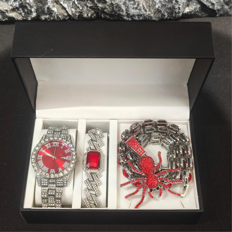 남성용 힙합 주얼리 세트 - 로마 시계 쿠반 체인 목걸 - Icebox Jewelry Watches 리뷰 및 가격