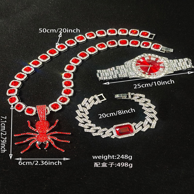 남성용 힙합 주얼리 세트 - 로마 시계 쿠반 체인 목걸 - Icebox Jewelry Watches 리뷰 및 가격