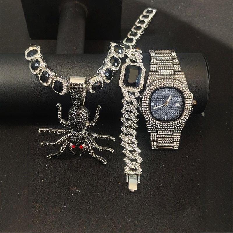 남성용 힙합 주얼리 세트 - 로마 시계 쿠반 체인 목걸 - Icebox Jewelry Watches 리뷰 및 가격